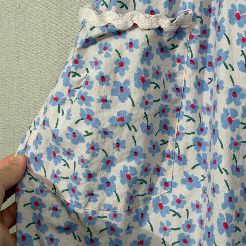 Damson Madder Greta Ditsy Floral Midi Dress UK 14 Pink Blue Puff Sleeve Pockets - Picture 11 of 13